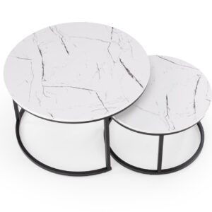Kohvilaua komplekt JAVA, valge marmor / must