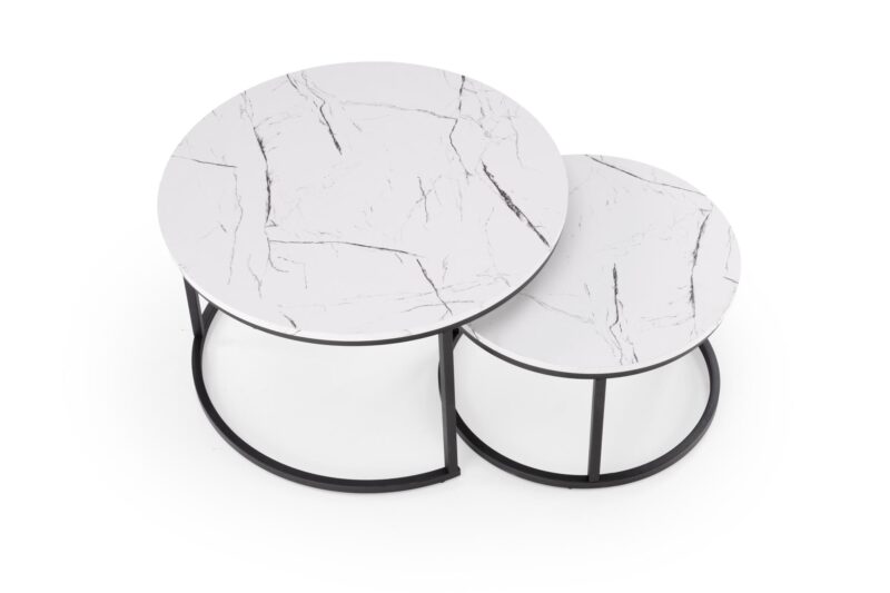 Kohvilaua komplekt JAVA, valge marmor / must
