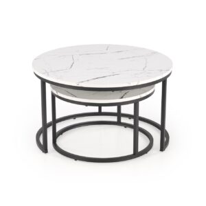 Kohvilaua komplekt JAVA, valge marmor / must