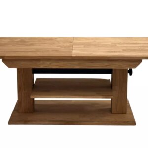 Pikendatav puidust diivanilaud riiuliga