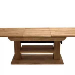 Pikendatav puidust diivanilaud riiuliga