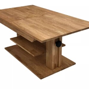 Pikendatav puidust diivanilaud riiuliga