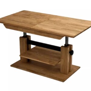 Pikendatav puidust diivanilaud riiuliga