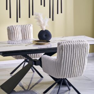 Pikendatav söögilaud LUCIANO, valge marmor / must