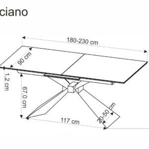 Pikendatav söögilaud LUCIANO, valge marmor / must