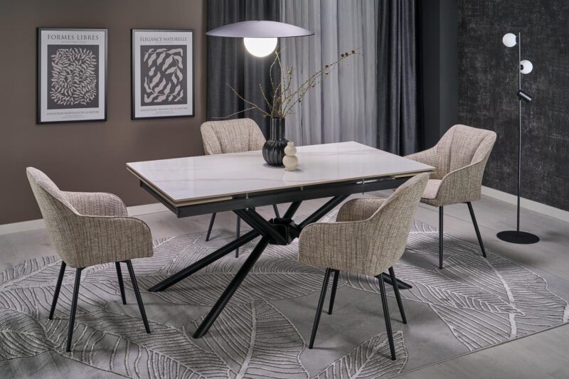 Pikendatava söögilaud VITORINA, valge marmor