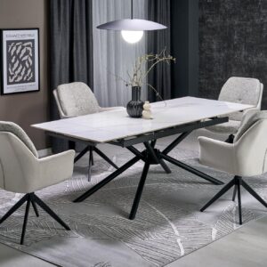 Pikendatava söögilaud VITORINA, valge marmor