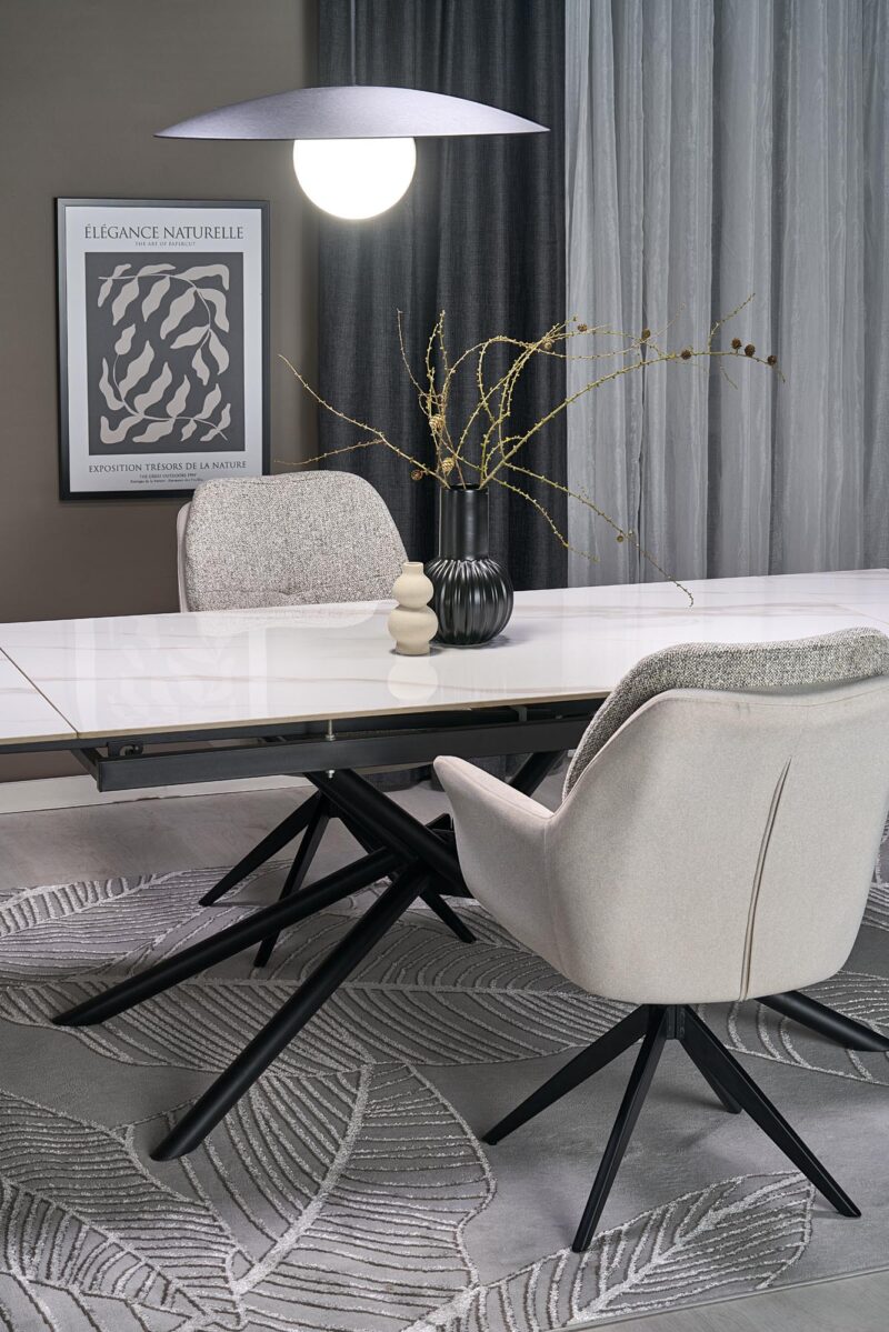 Pikendatava söögilaud VITORINA, valge marmor