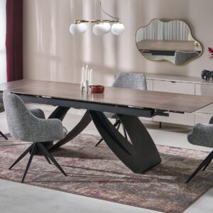 Söögilaud WALARIO, pähkel / must