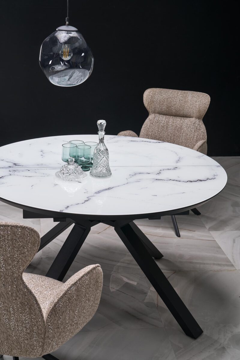 Pikendatav söögilaud VERTI, valge marmor