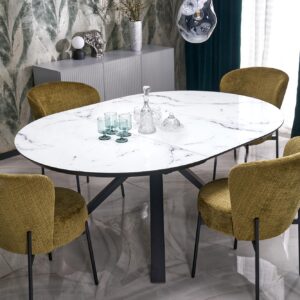 Pikendatav söögilaud VERTI, valge marmor