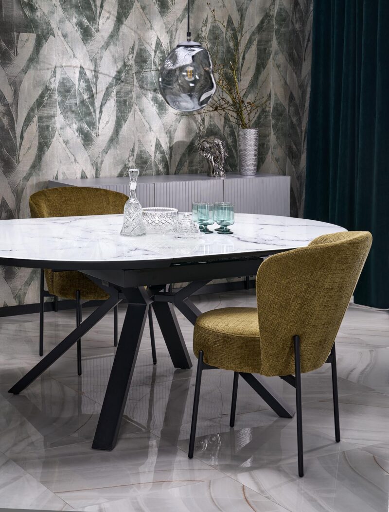 Pikendatav söögilaud VERTI, valge marmor