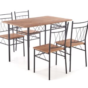 Komplekt FAUST, laud + 4 tooli / naturaalne tamm / must