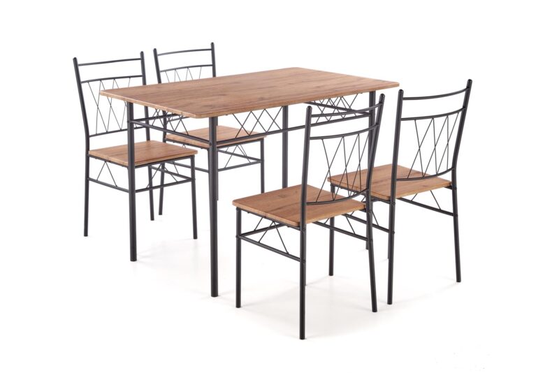 Komplekt FAUST, laud + 4 tooli / naturaalne tamm / must