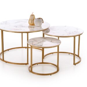 Kohvilaua komplekt GILDA, valge marmor / kuld