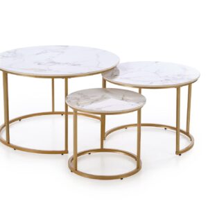 Kohvilaua komplekt GILDA, valge marmor / kuld