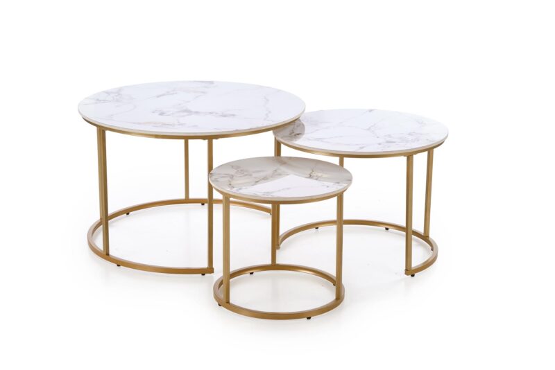 Kohvilaua komplekt GILDA, valge marmor / kuld