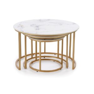 Kohvilaua komplekt GILDA, valge marmor / kuld