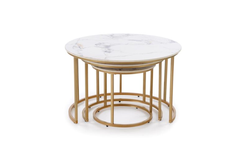 Kohvilaua komplekt GILDA, valge marmor / kuld