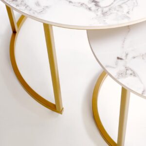 Kohvilaua komplekt GILDA, valge marmor / kuld