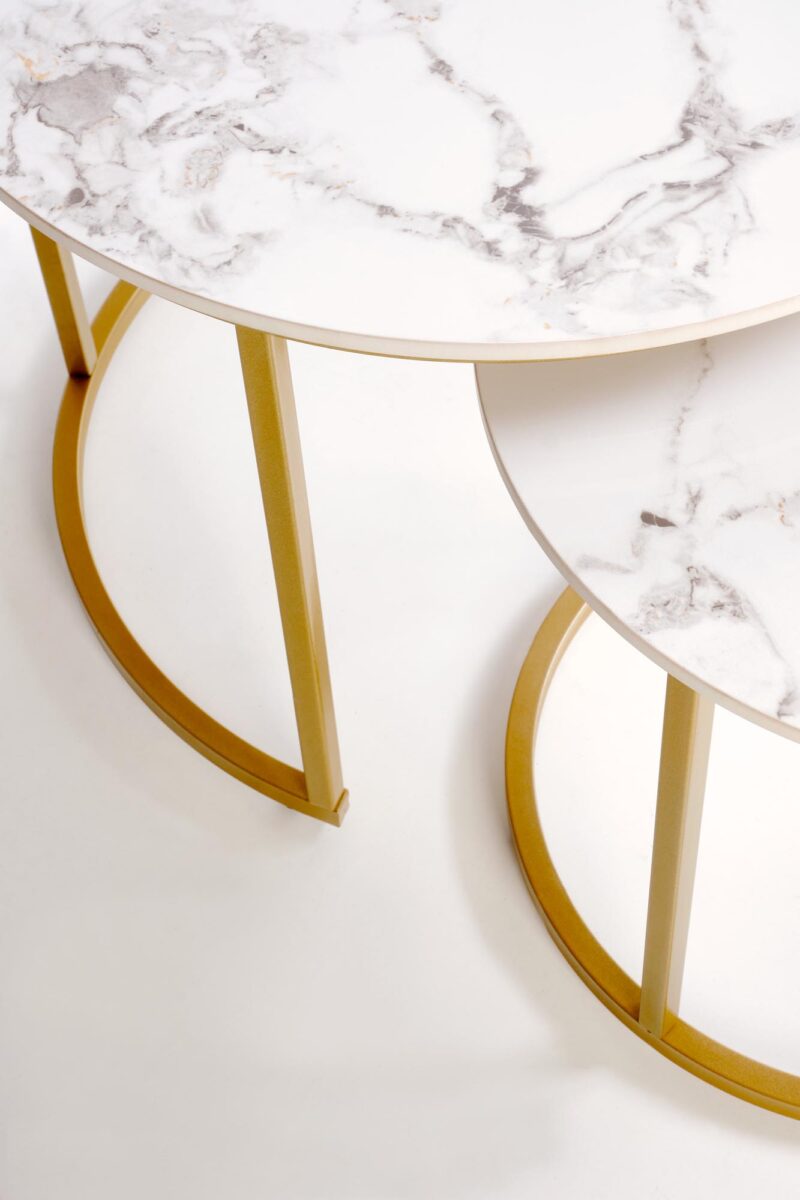 Kohvilaua komplekt GILDA, valge marmor / kuld
