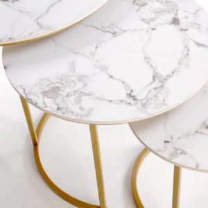 Kohvilaua komplekt GILDA, valge marmor / kuld