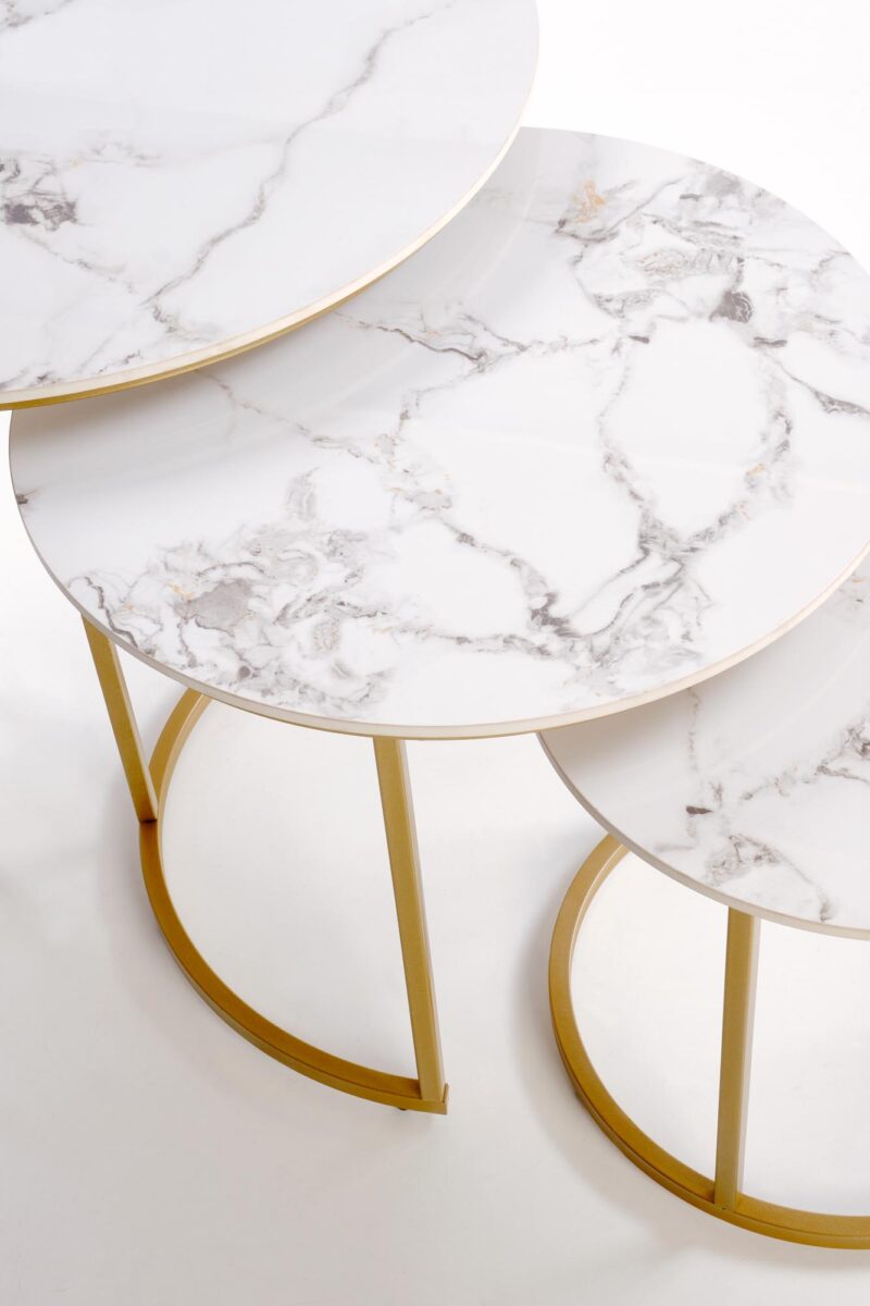 Kohvilaua komplekt GILDA, valge marmor / kuld