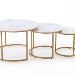 Kohvilaua komplekt GILDA, valge marmor / kuld