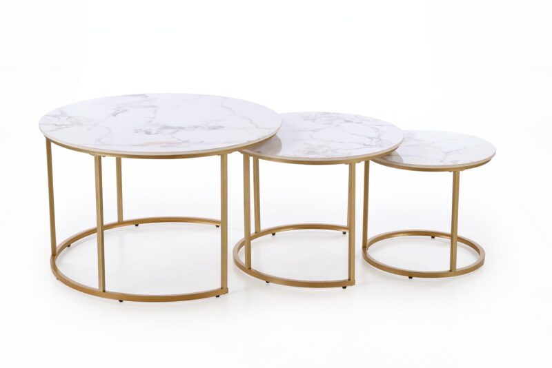 Kohvilaua komplekt GILDA, valge marmor / kuld