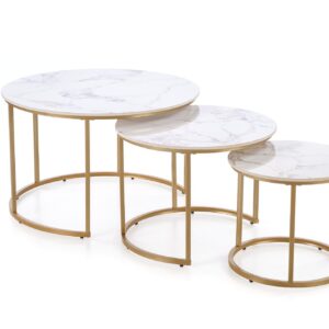 Kohvilaua komplekt GILDA, valge marmor / kuld