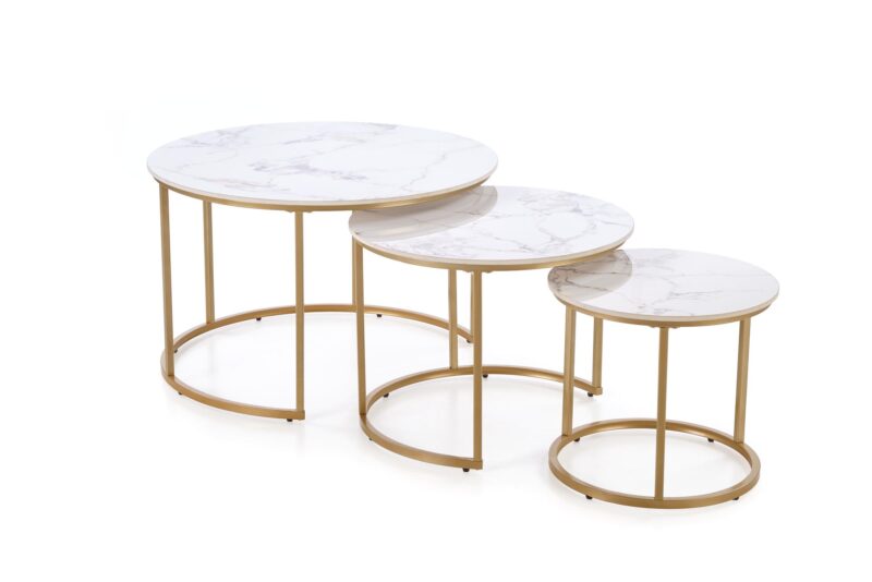 Kohvilaua komplekt GILDA, valge marmor / kuld