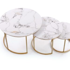 Kohvilaua komplekt GILDA, valge marmor / kuld