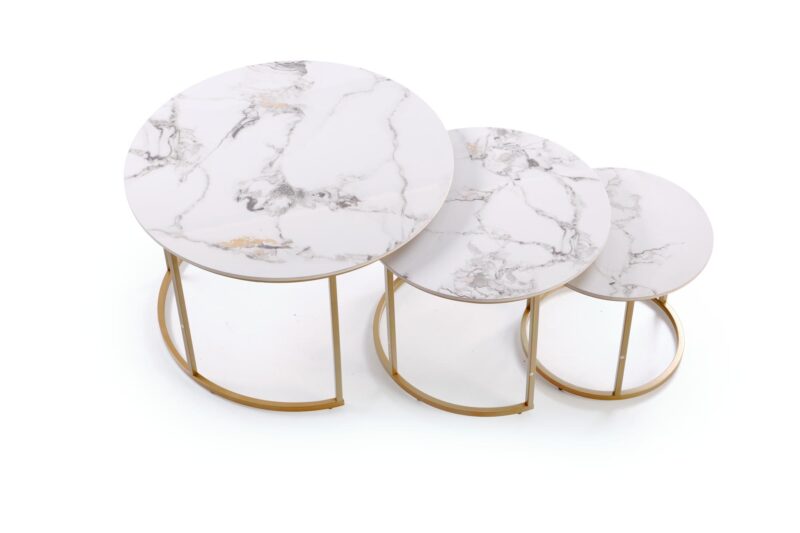 Kohvilaua komplekt GILDA, valge marmor / kuld