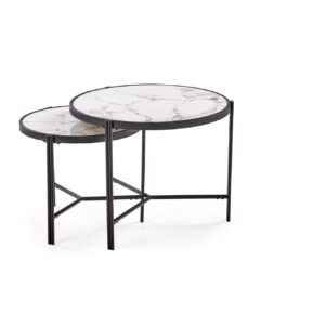 Kohvilaua komplekt FATIMA, valge marmor / must