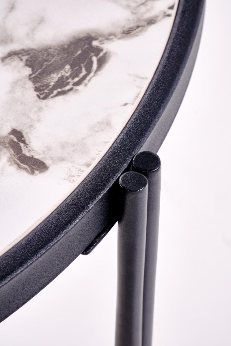 Kohvilaua komplekt FATIMA, valge marmor / must