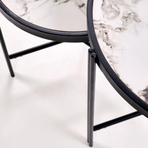 Kohvilaua komplekt FATIMA, valge marmor / must