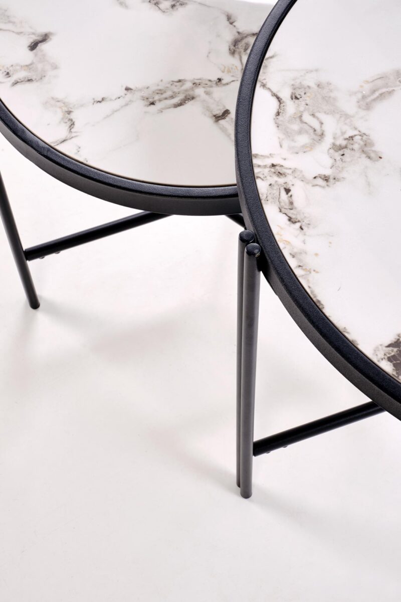 Kohvilaua komplekt FATIMA, valge marmor / must