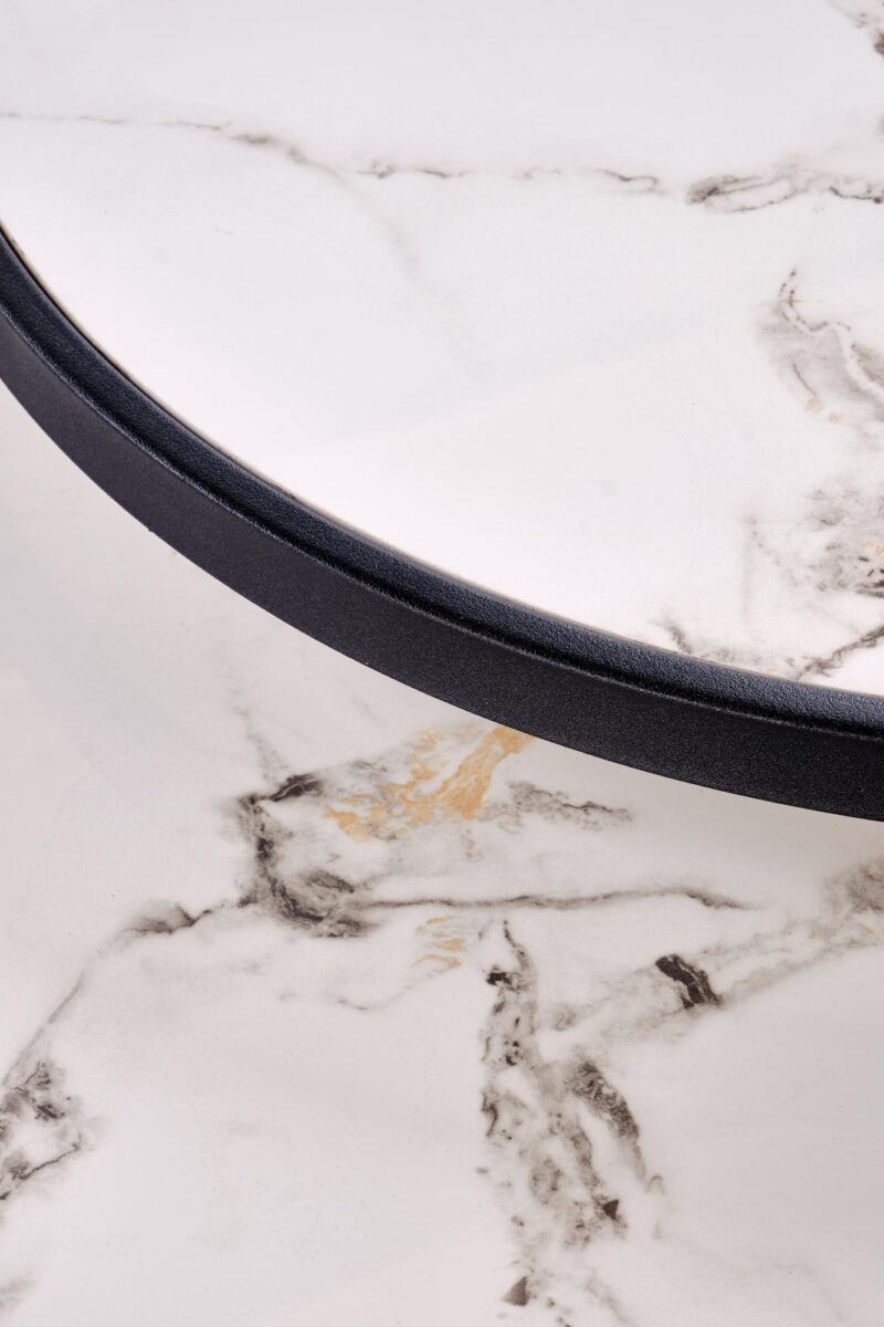 Kohvilaua komplekt FATIMA, valge marmor / must