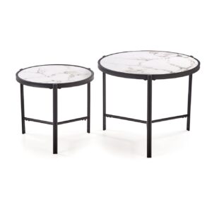 Kohvilaua komplekt FATIMA, valge marmor / must