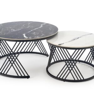 Kohvilaua komplekt FLAMINGO, must marmor / valge marmor / must