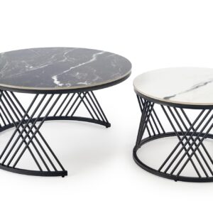 Kohvilaua komplekt FLAMINGO, must marmor / valge marmor / must