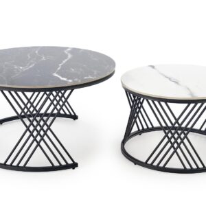 Kohvilaua komplekt FLAMINGO, must marmor / valge marmor / must