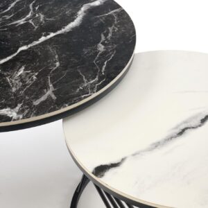 Kohvilaua komplekt FLAMINGO, must marmor / valge marmor / must