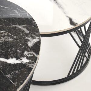 Kohvilaua komplekt FLAMINGO, must marmor / valge marmor / must