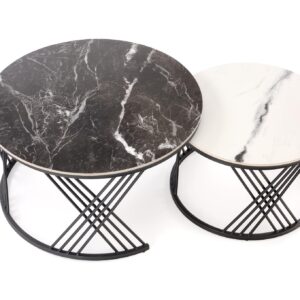 Kohvilaua komplekt FLAMINGO, must marmor / valge marmor / must