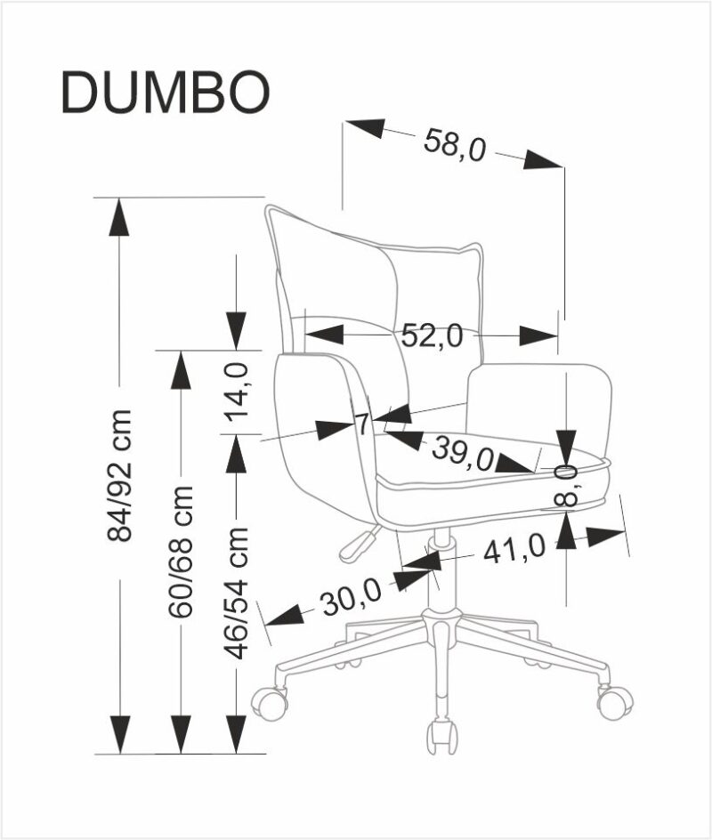 Kontoritool DUMBO, helehall