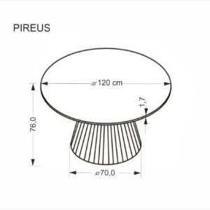 Ümmargune Söögilaud PIRION, travertiin