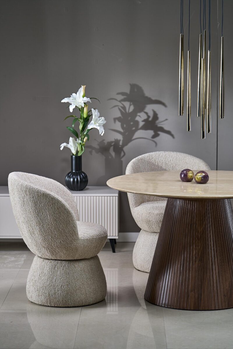 Ümmargune Söögilaud PIRION, travertiin