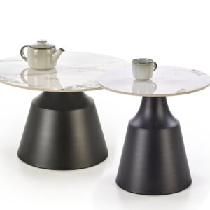 Kohvilaua komplekt MAGEL, valge marmor / must