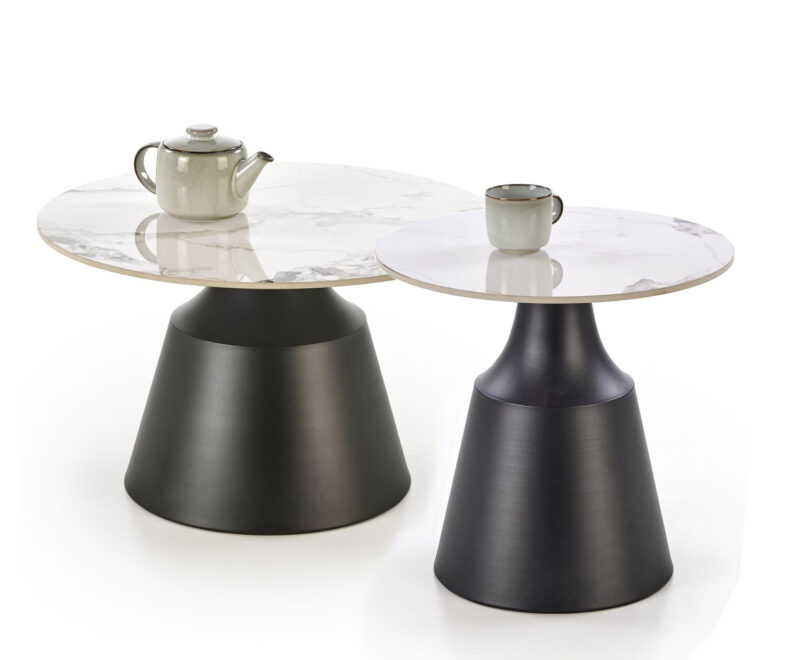 Kohvilaua komplekt MAGEL, valge marmor / must